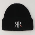 The Rebe11ion Knit - Midnight black beanie with Royal Rebe11ion embroidered logo