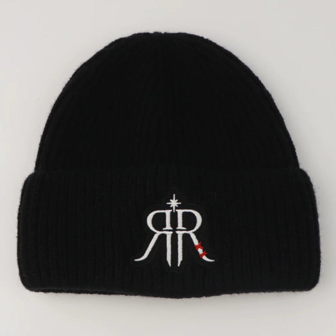 The Rebe11ion Knit - Midnight black beanie with Royal Rebe11ion embroidered logo
